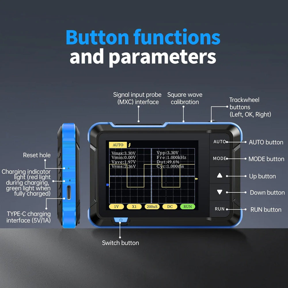 FNIRSI DSO152 Mini Handheld Digital Oscilloscope Appearance Updated to Blue - Image 3