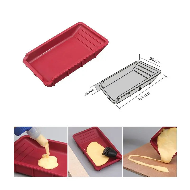 Wnew 4Pcs Silicone Glue Kit Wide Narrow Brush with Flat Scraper and Glue Tray Woodworking Gluing Kit Set - Image 2