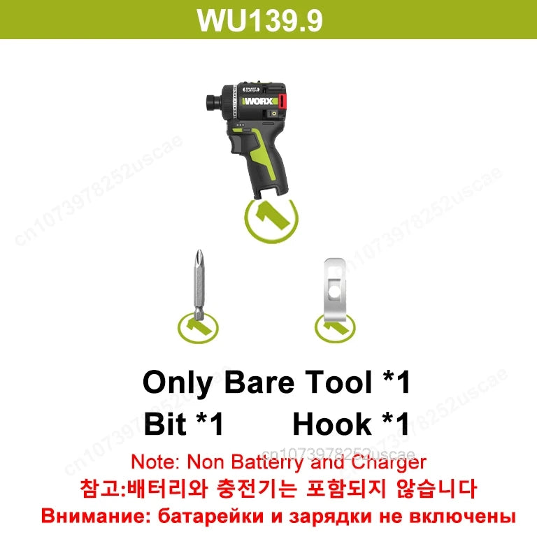 Worx WU139 Cordless Screwdriver Dual Speed 50Nm 12v 1800rpm 18+1 Brushless Motor Adjust Torque Univeral Green 12V Battery Pack - Image 7