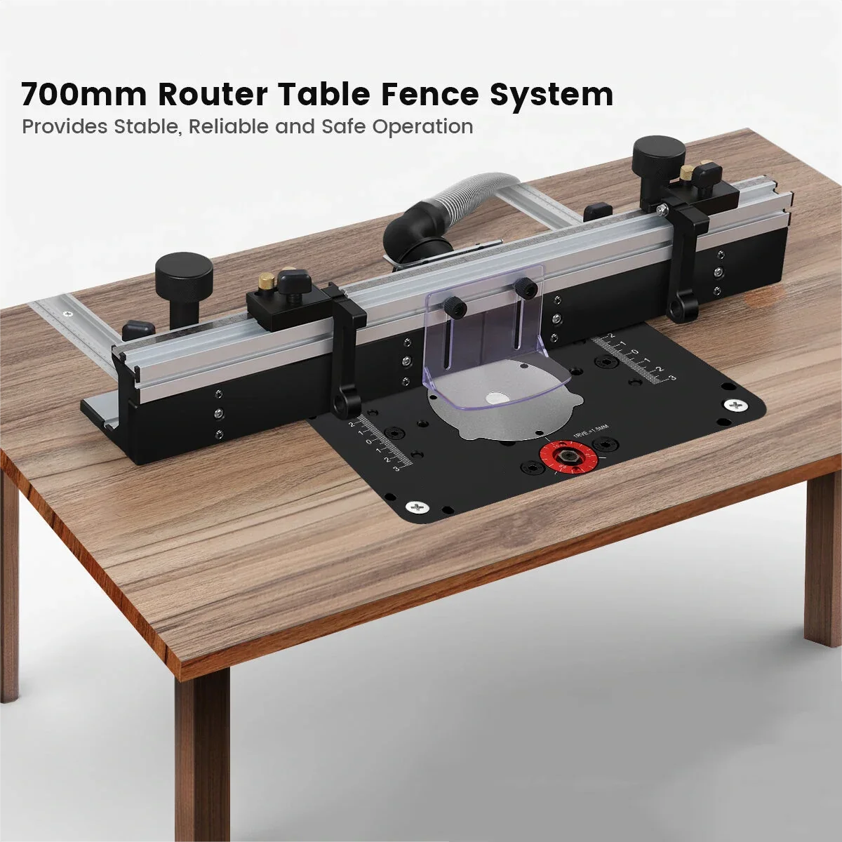 【Shipped from within the USA】WNew 700mm Router Table Aluminum Fence System Inverted Trimming Machine Accessories with 30cm T Track Sliding Brackets Bit Guard - Image 2