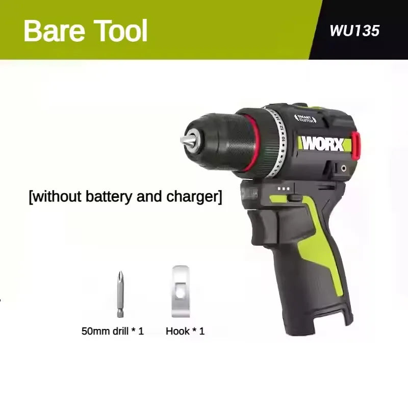 WORX WU135 Cordless Electric Drill Electric Screwdriver 12V 50N.m 1800rpm Brushless Motor Impact Drill Metalworking Smart Cutch - Image 8