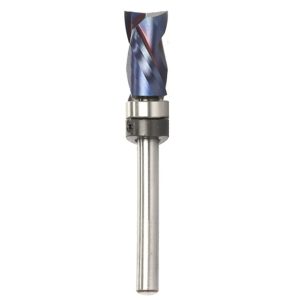 Woodworking Milling Cutter Blue Nano-Coated End Mill Bearing  Composite Trimming Cutter Router Bit 1/4" 6mm Shank Tools