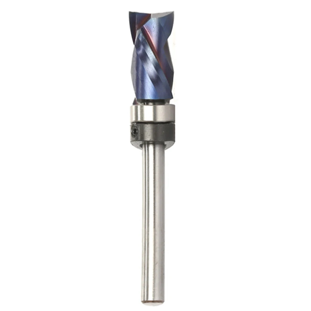 Woodworking Milling Cutter Blue Nano-Coated End Mill Bearing Composite Trimming Cutter Router Bit 1/4" 6mm Shank Tools