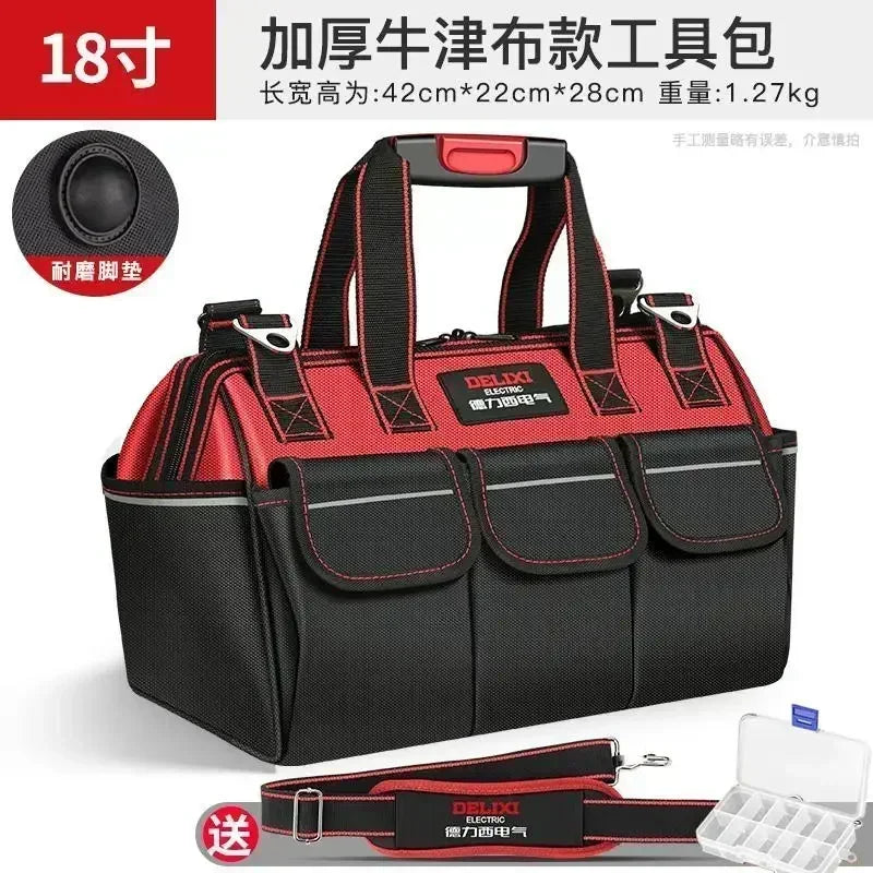 DELIXI Portable 1680D Oxford Tool Bag with Plastic Bottom Waterproof Durable Large Capacity Toolbag for Electrician Woodworker - Image 10