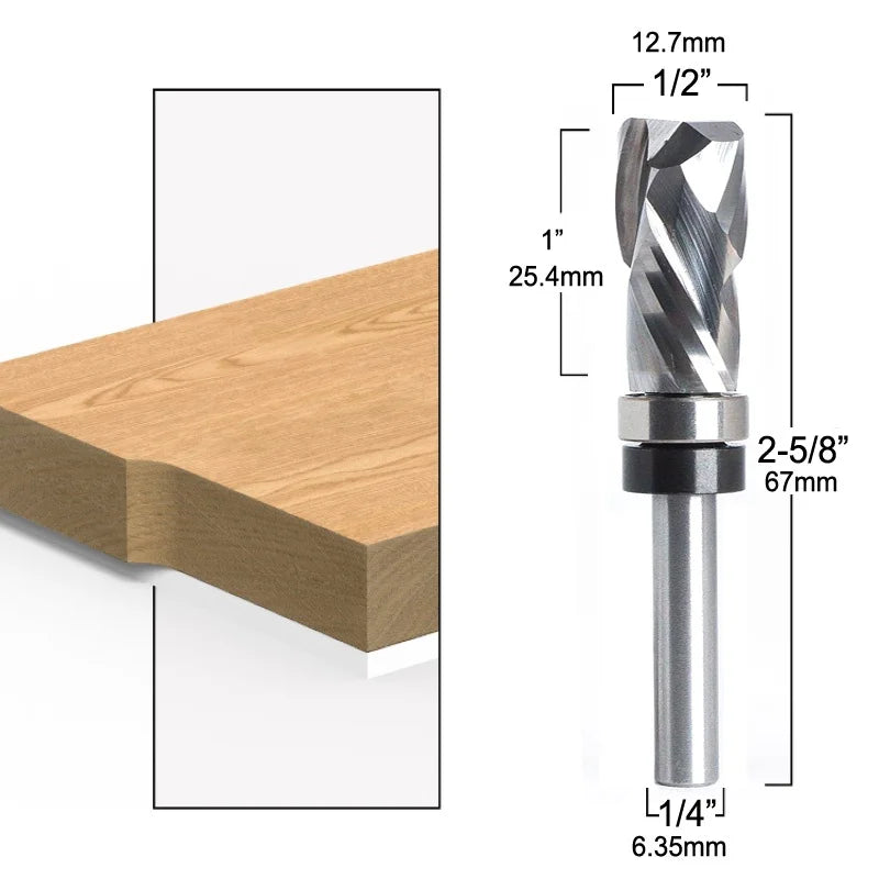 1pc 6.35mm Bearing Ultra-Perfomance Compression flush trim router bit 8 mm Wood Milling Cutter Woodworking End Mill 1/4 Inch - Image 2