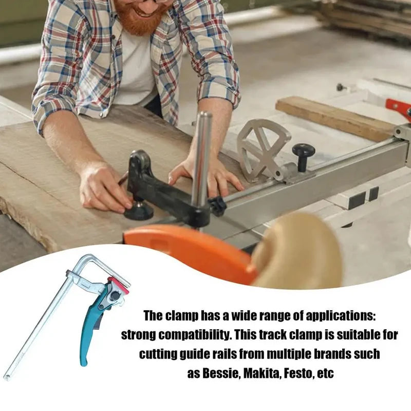 Handle Quick Ratchet Track Clamp Woodworking Tools for Festo Makita Dewalt Metabo Einhell Guide Rail Cyan Ratchet Track Clamp - Image 6