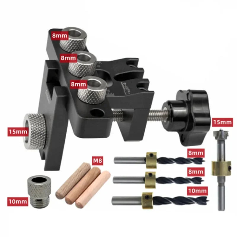 3-In-1 Precision Jig Dowel Cam Jig Versatile Woodworking Kit for DIY Hole Drilling Guide Woodworking Position Locator Puncher - Image 7