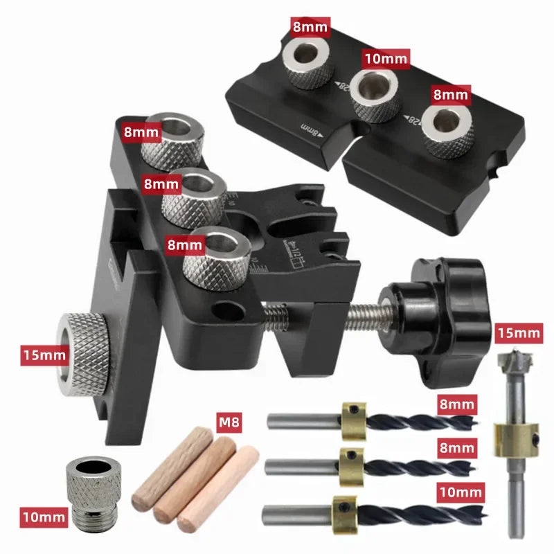 3-In-1 Precision Jig Dowel Cam Jig Versatile Woodworking Kit for DIY Hole Drilling Guide Woodworking Position Locator Puncher - Image 8
