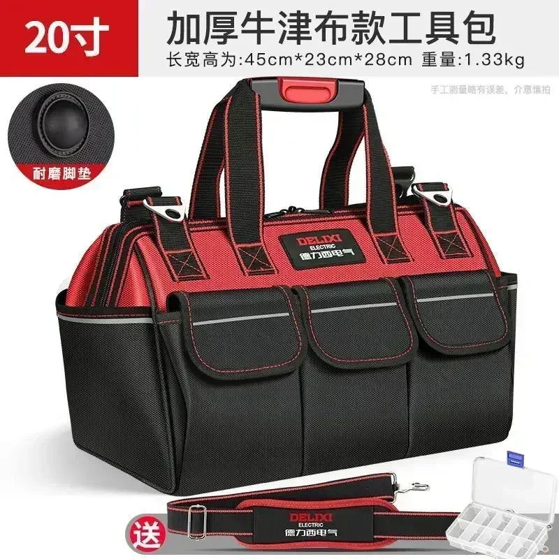 DELIXI Portable 1680D Oxford Tool Bag with Plastic Bottom Waterproof Durable Large Capacity Toolbag for Electrician Woodworker - Image 11