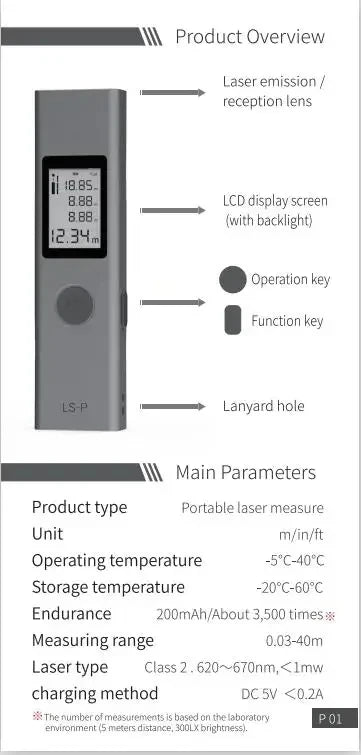 Original AtuMan DUKA Laser Range finder 25/40m LS-P/LS-1 Portable USB Charger High Precision Measurement Laser Range Finder - Image 9