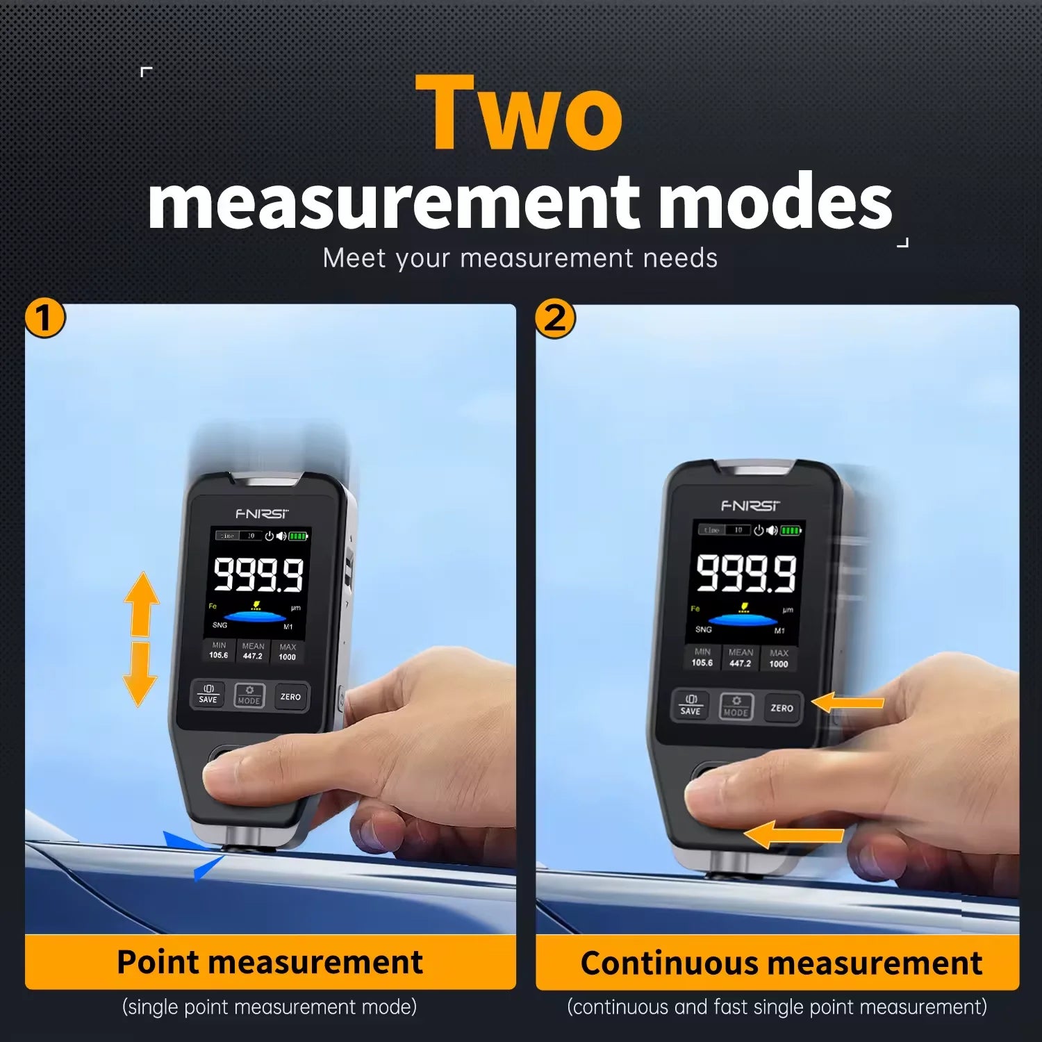 FNIRSI CTG-20 Car Paint Thickness Gauge Electroplate Metal & Putty Powder Coating Thickness Gauge for Car 0-1400um Fe nFe Fe+Zn - Image 5