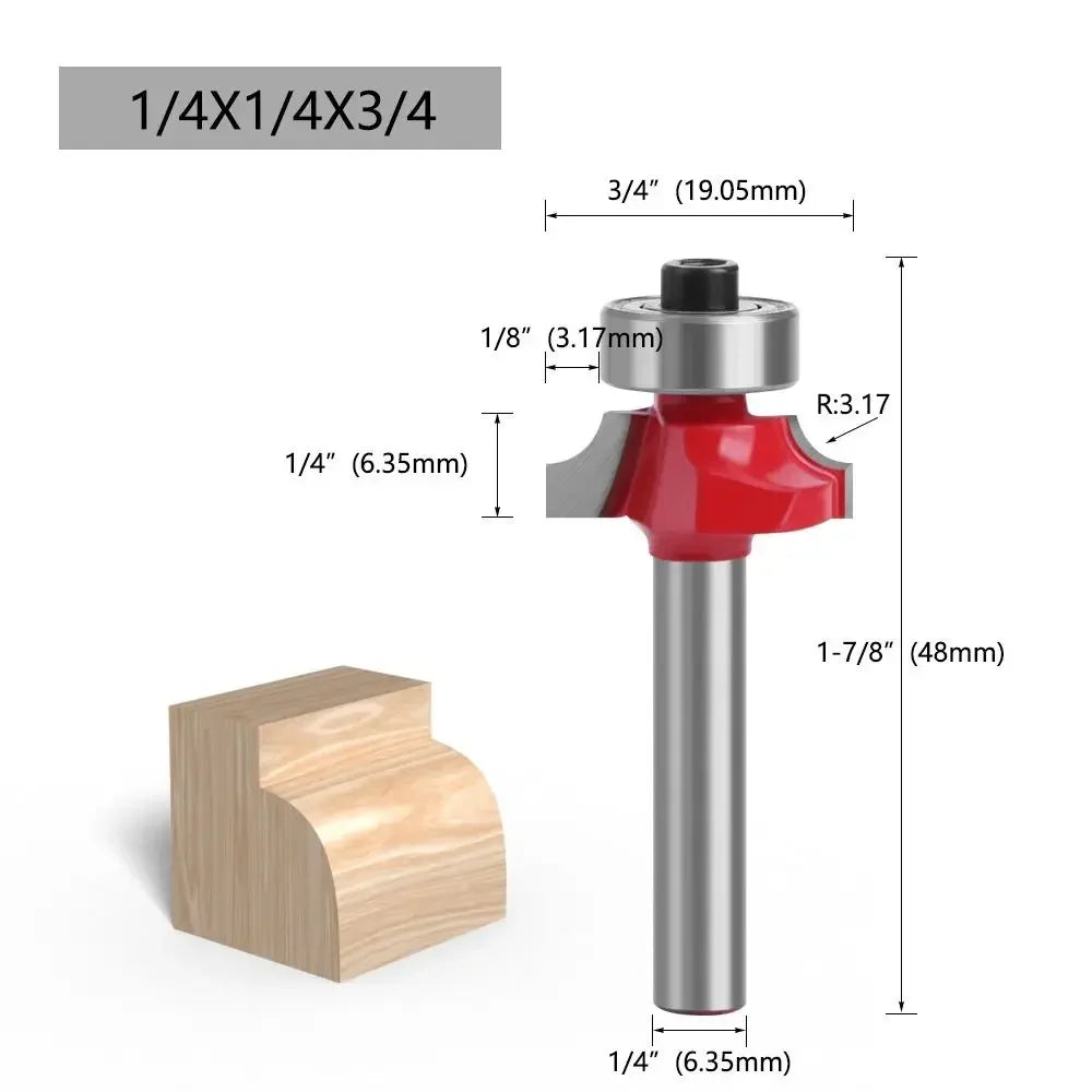 6.35mm Shank Corner Rounding End Mill Wood Carving Slotting Cutter with Bearing High Efficiency Woodworking Milling Cutter - Image 7