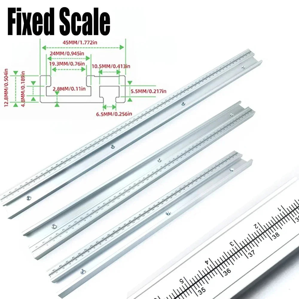 45# 122CM Aluminum Alloy T-Track, Woodworking 45 Type Chute With Fixed or Movable Scale For DIY Table Saw Miter Carpenter Tools - Image 3