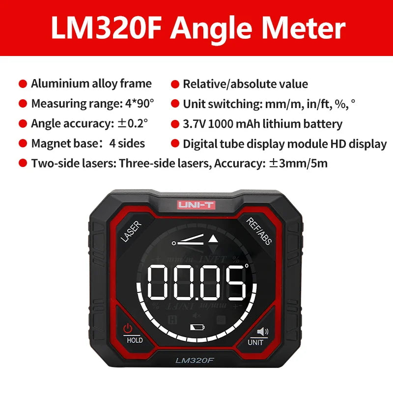 UNI-T Digital Angle Meter LM320A LM320B Protractor Magnetic Inclinometer Goniometer Electronic Angle Finder Measuring Tools - Image 8