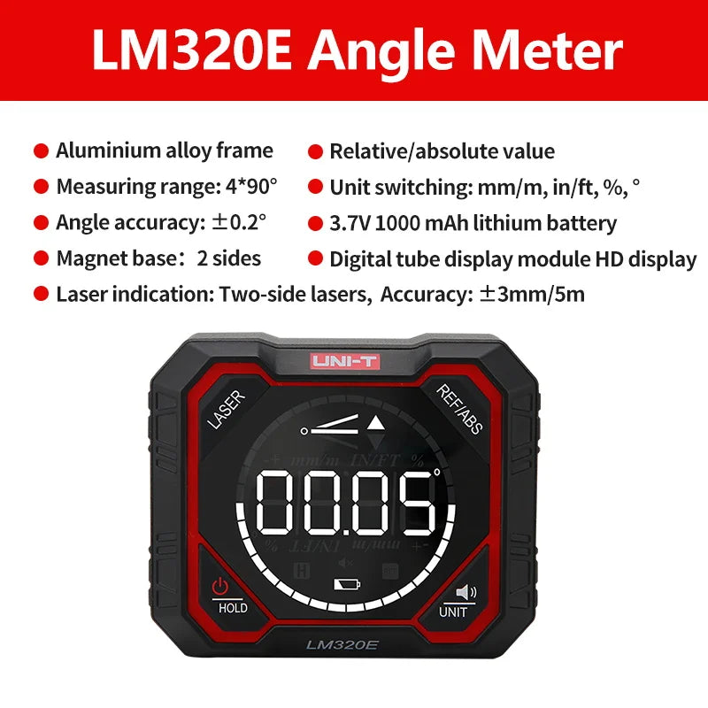 UNI-T Digital Angle Meter LM320A LM320B Protractor Magnetic Inclinometer Goniometer Electronic Angle Finder Measuring Tools - Image 10