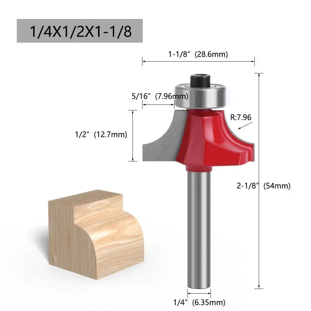 6.35mm Shank Corner Rounding End Mill Wood Carving Slotting Cutter with Bearing High Efficiency Woodworking Milling Cutter - Image 10