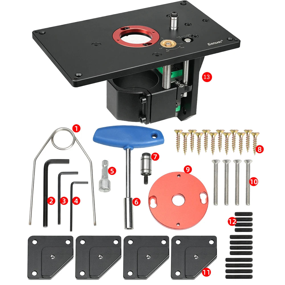Ganwei Trimmer Inverted Lift Table System for 65mm Electric Trimming Machine Durable Router Table Plate Insert Woodwroking Tool - Image 4