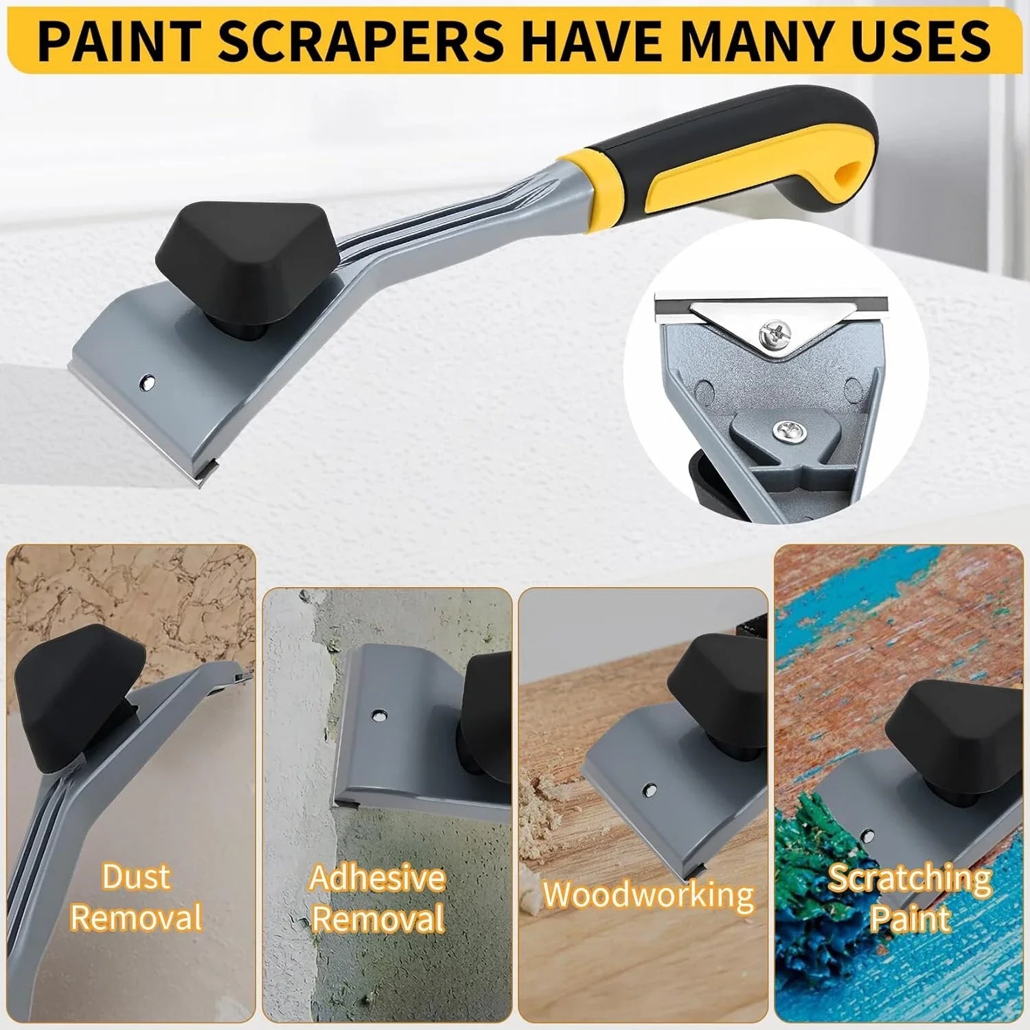 Allsome 1pc Scraper Premium Ergonomic Carbide Scraper 2-1/2In Paint Scraper Tool for Paint Wood Glue Resin Stains - Image 5