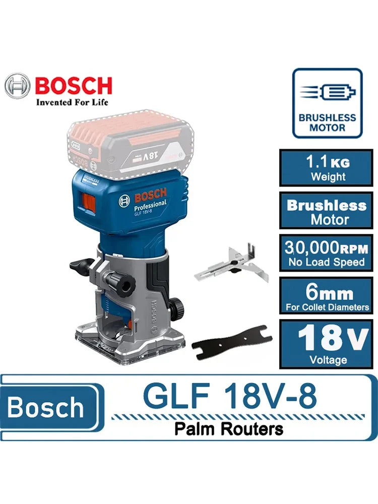 Bosch GLF 18V-8 18V Electric Trimmer Wood Router Machine 30000RPM Carpentry Tool for Woodwork Trimming Grooving Carving Milling - Image 7