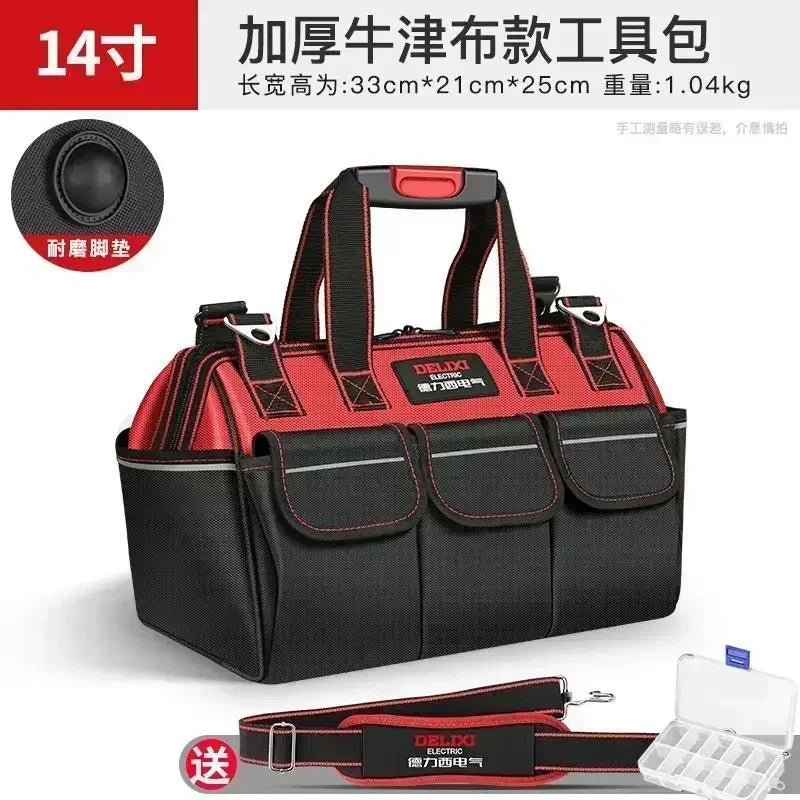 DELIXI Portable 1680D Oxford Tool Bag with Plastic Bottom Waterproof Durable Large Capacity Toolbag for Electrician Woodworker - Image 8