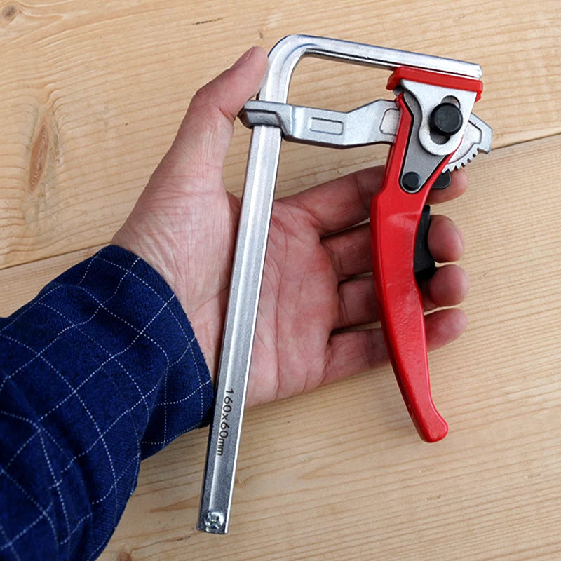 2Pcs Quick Ratchet Track Guide Rail Clamp Woodworking Clamp Fast Strong DIY Hand Tool Set Quick Adjustable Professional Wood Clamp - Image 9