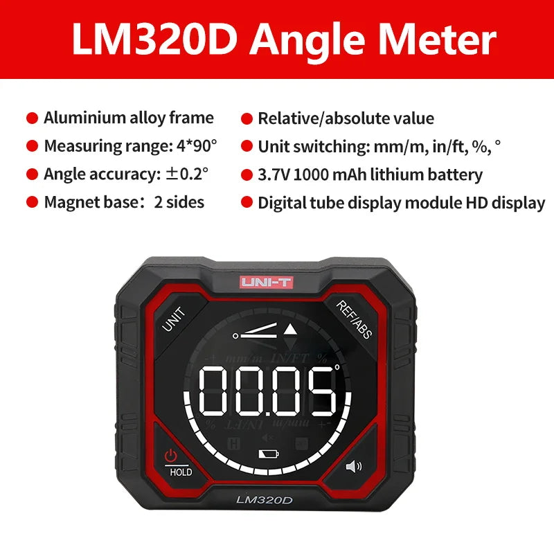 UNI-T Digital Angle Meter LM320A LM320B Protractor Magnetic Inclinometer Goniometer Electronic Angle Finder Measuring Tools - Image 7
