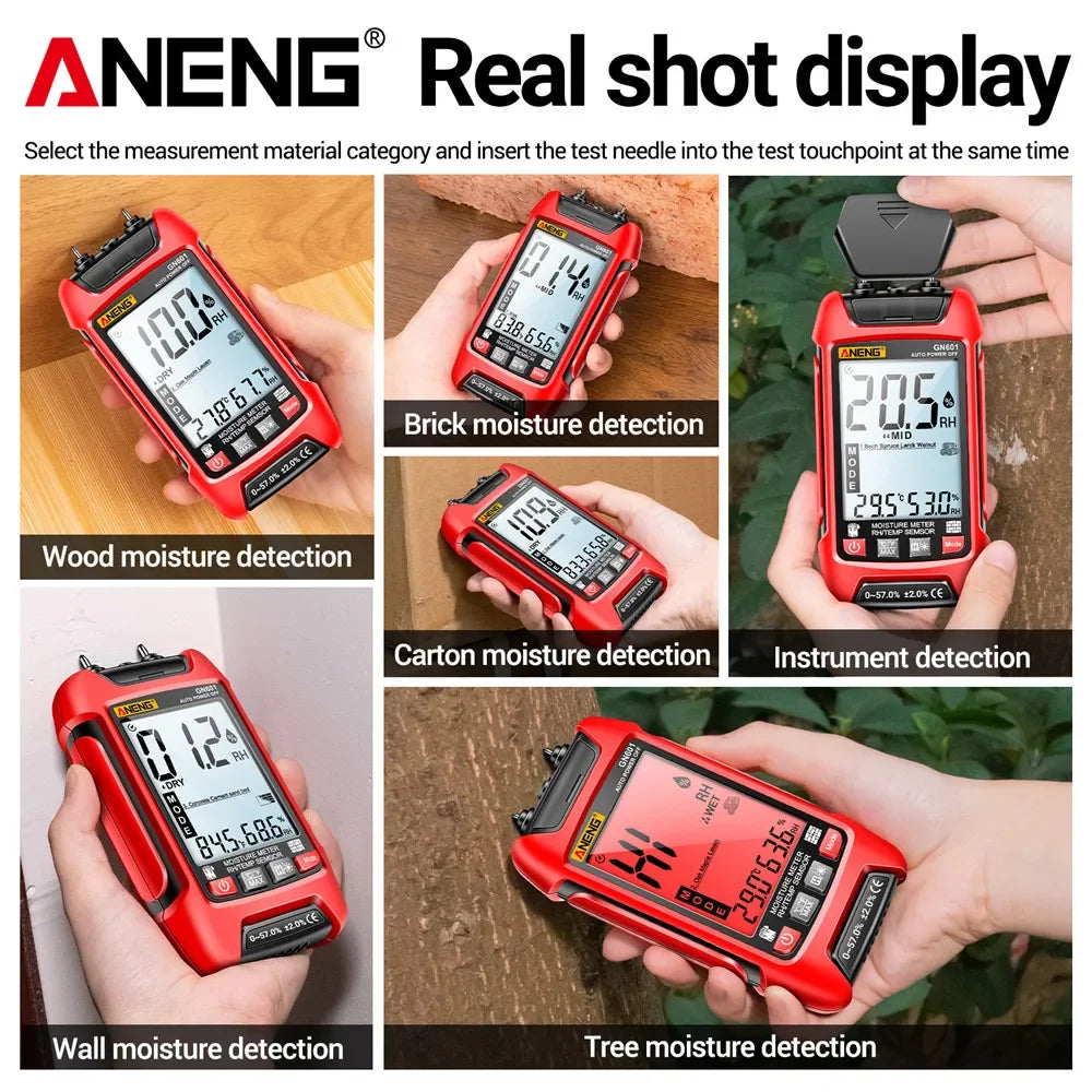 ANENG GN601 Digital Wood Moisture Meter 0~99.9% Timber Hygrometer Meter Multiscene Measure Temperature Humidity Probe Testers - Image 3