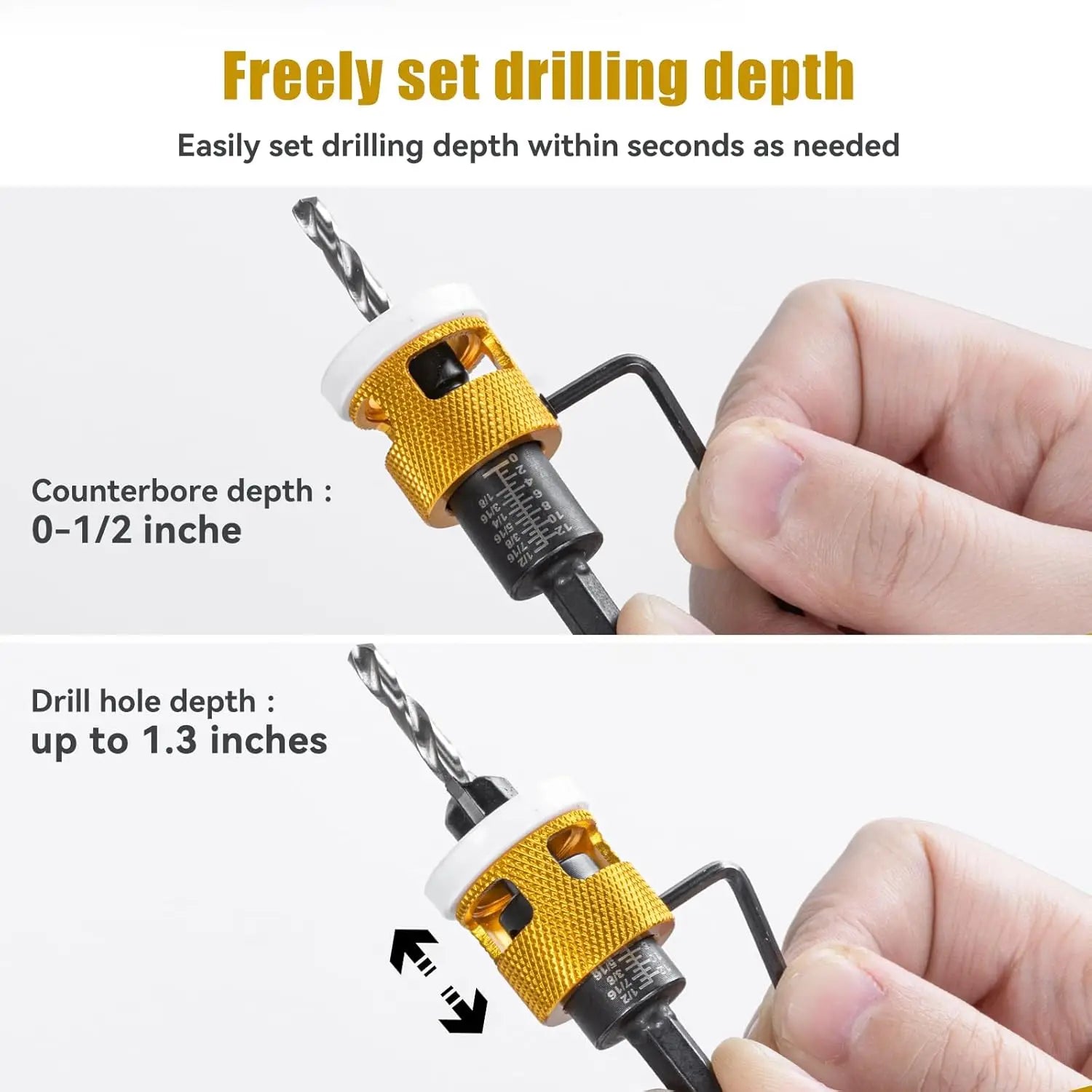 5pcs Countersink Drill Bit Set with Low Friction Depth Stop HSS M2 Tapered Drill Woodworking Tool with Carrying Case Countersink - Image 2