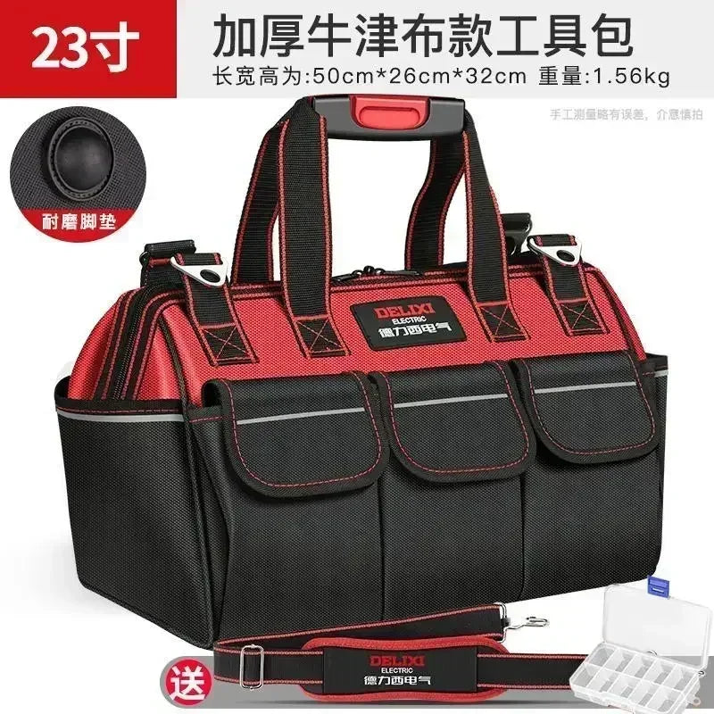 DELIXI Portable 1680D Oxford Tool Bag with Plastic Bottom Waterproof Durable Large Capacity Toolbag for Electrician Woodworker - Image 12