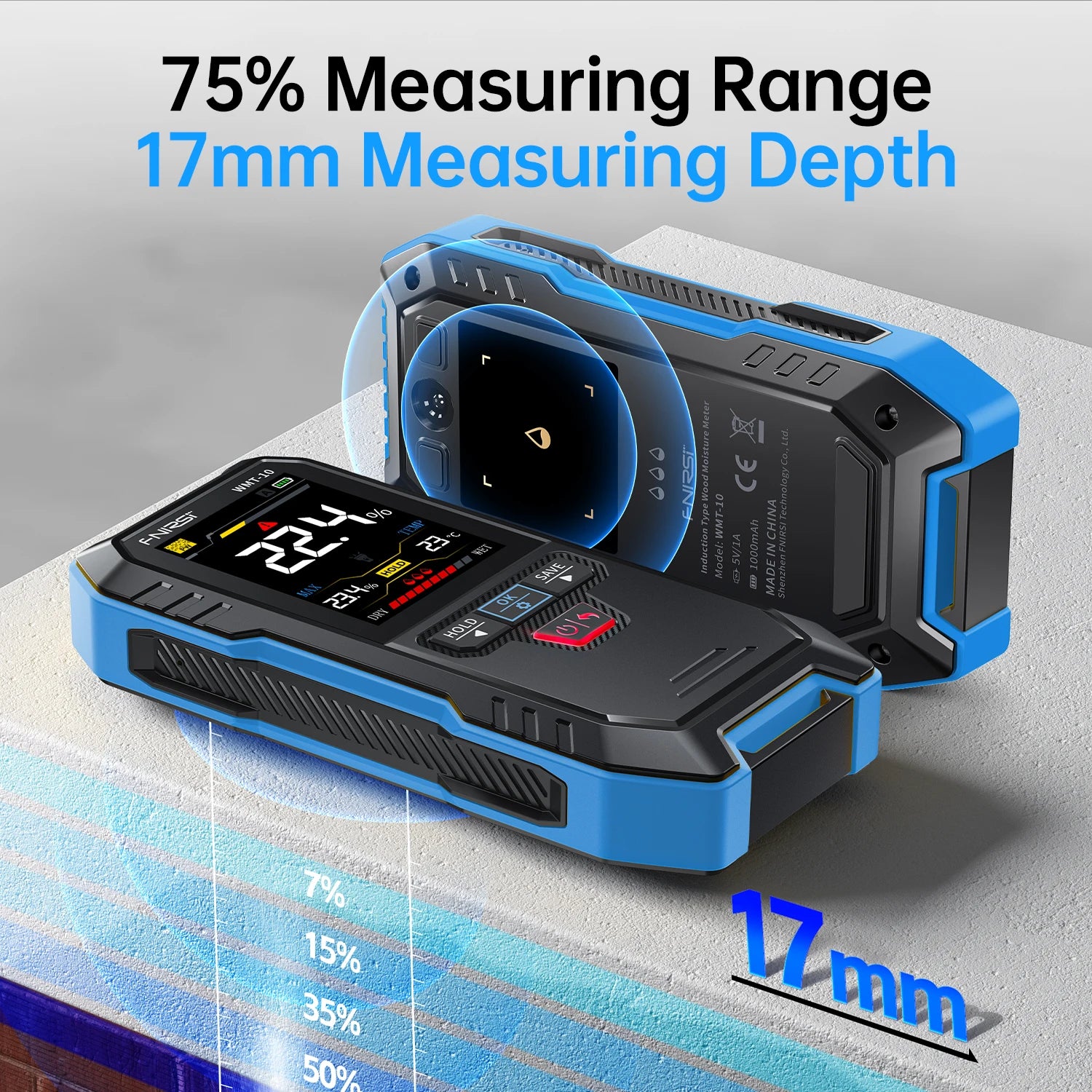 FNIRSI WMT-10 Inductive Wood Moisture Meter Hygrometer Non-contact Timber Damp Wall Detector Non-destructive Humidity Tester - Image 4