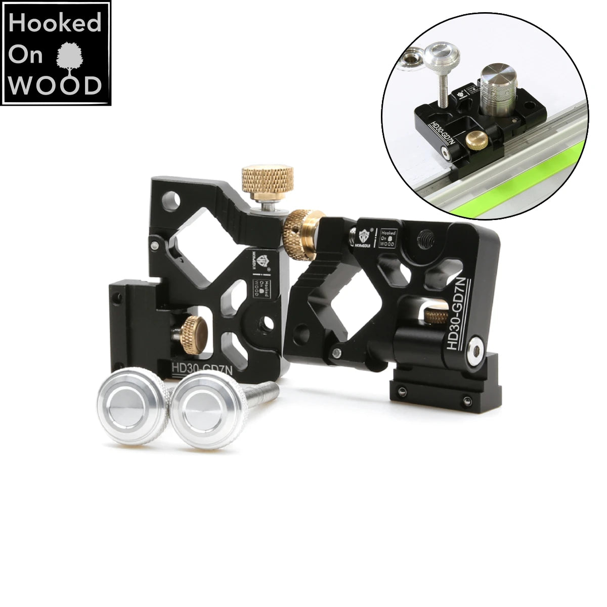 Hooked On Wood 2pcs Folding Guide Rail Clamp HD30-GD7N Woodworking Bench Dog Flip Clamps Folding Rail Clip For MFT System