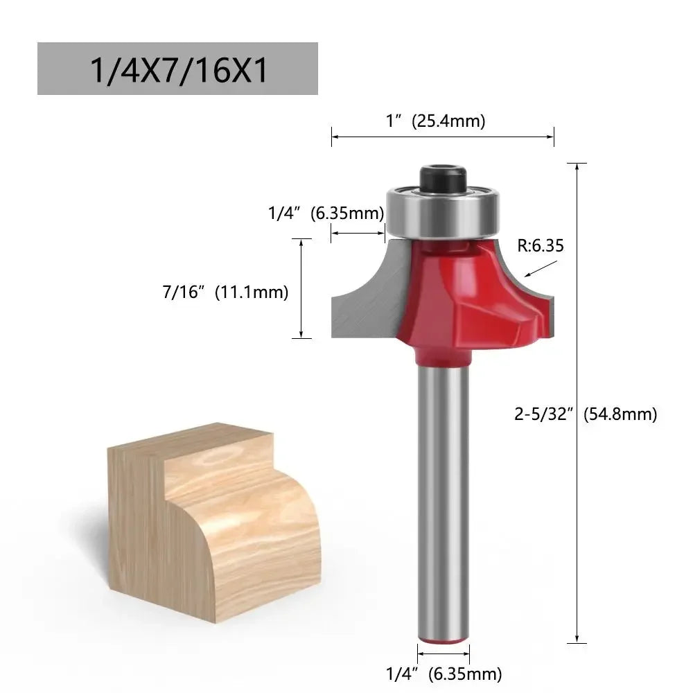 6.35mm Shank Corner Rounding End Mill Wood Carving Slotting Cutter with Bearing High Efficiency Woodworking Milling Cutter - Image 9