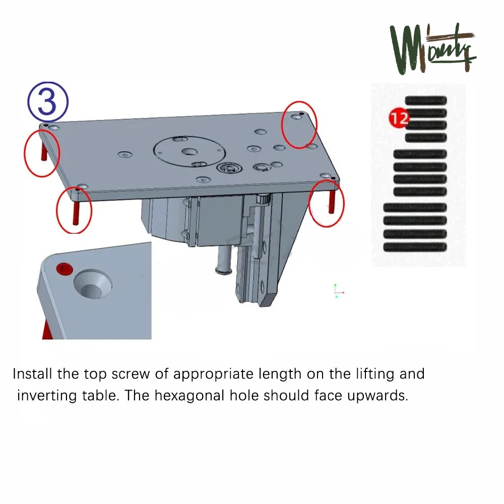 Ganwei Trimmer Inverted Lift Table System for 65mm Electric Trimming Machine Durable Router Table Plate Insert Woodwroking Tool - Image 11