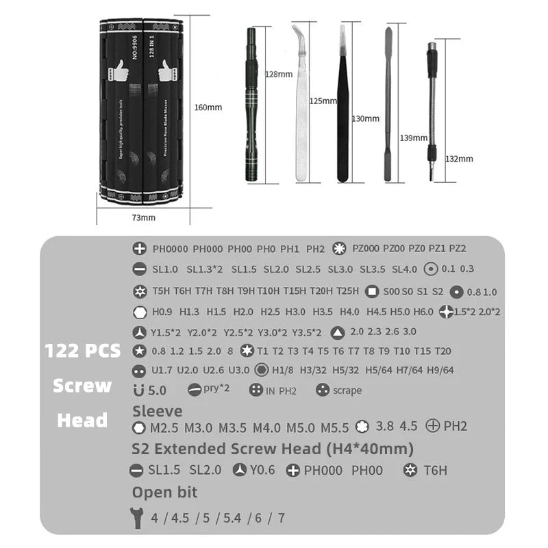 128 in 1 Precision Screwdriver Set Multi Tools Set Roll Type Hand Tool Set Screw Driver Kit High Quality Alloy for Home & Repair - Image 5