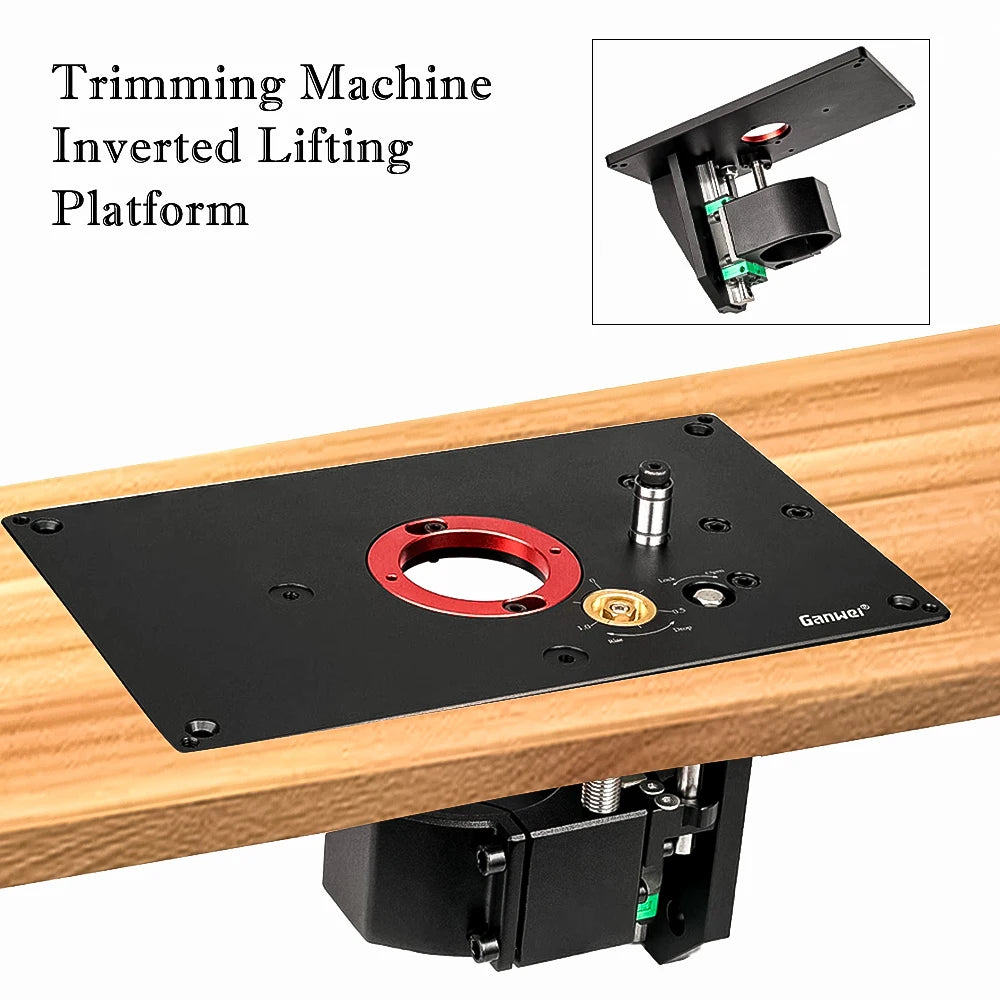 Ganwei Trimmer Inverted Lift Table System for 65mm Electric Trimming Machine Durable Router Table Plate Insert Woodwroking Tool