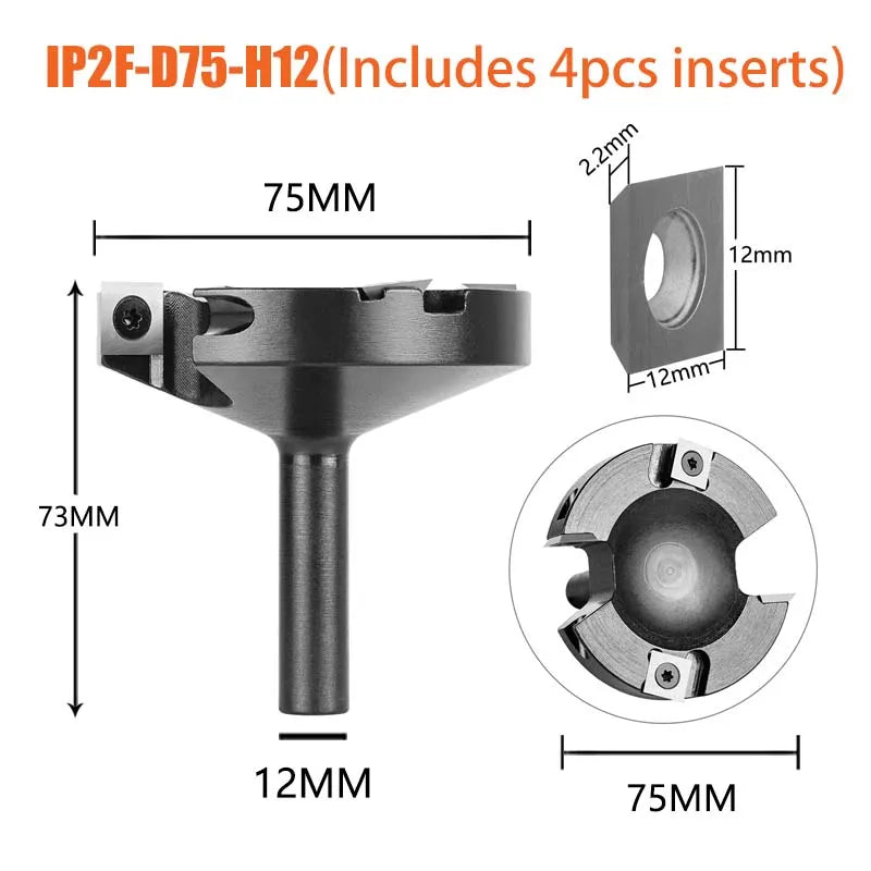 Dreanique 2-Flute Wood Planer Bit 75mm Cutting Diameter 12 Shank CNC Spoilboard Surfacing Tambour Router Bit Insert Carbide Slab - Image 8