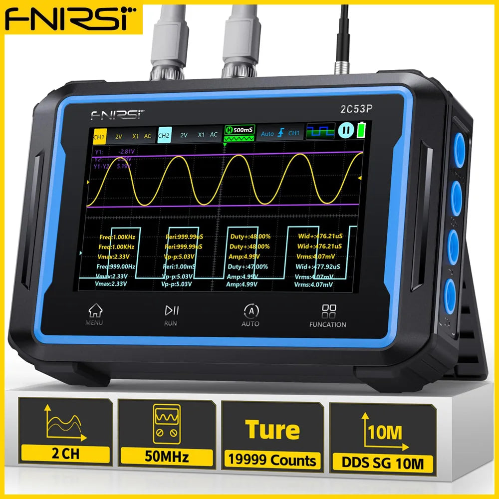 FNIRSI 2C53P 3-IN-1 Dual Channel Tablet Touchable Oscilloscope Multimeter