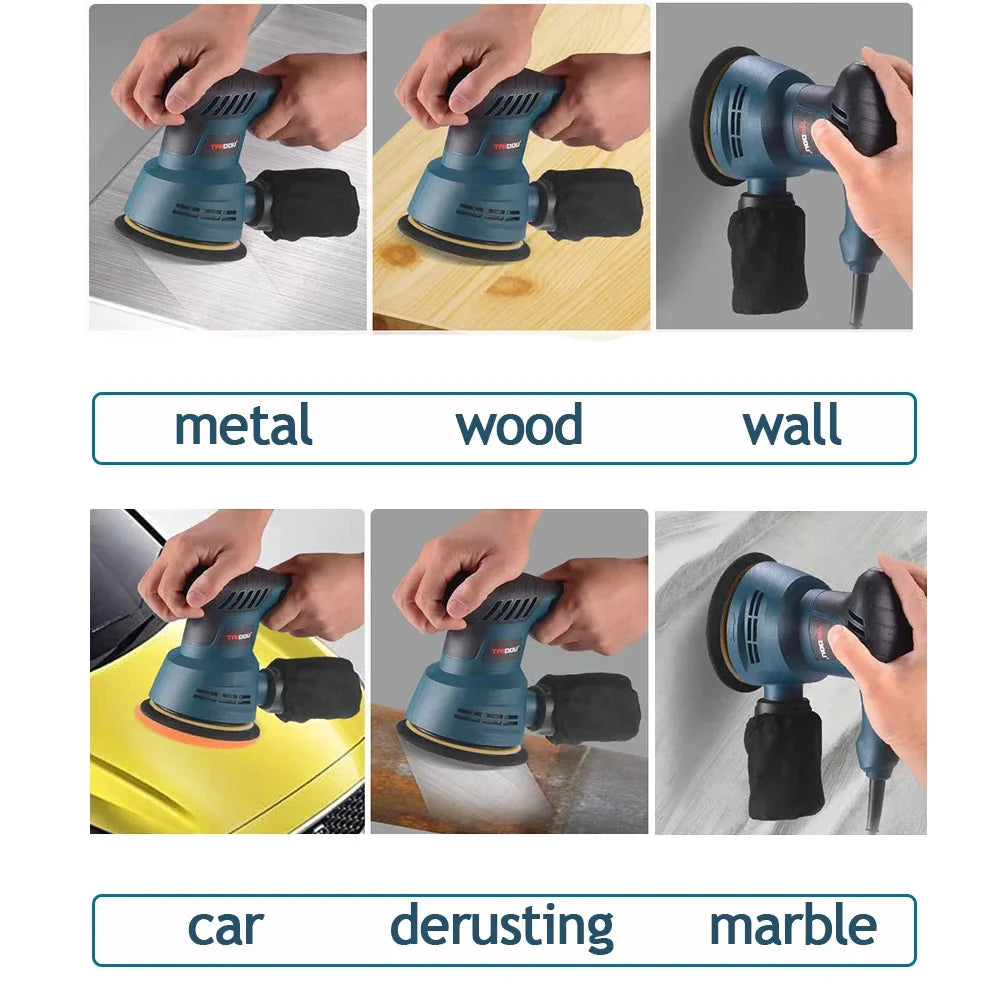 300W Electric Eccentric Sander 6 Gears Speed Adjustment 5 Inch 125mm Wood Sanding Processing Car Polishing Machine With Dust Box - Image 6