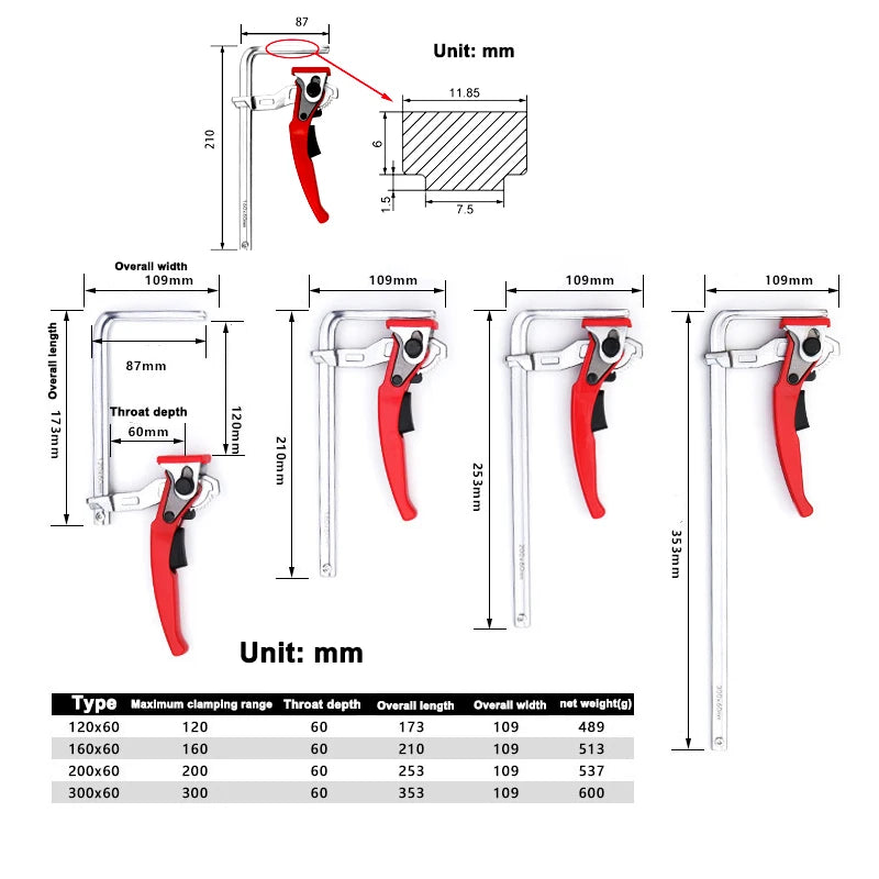 2Pcs Quick Ratchet Track Guide Rail Clamp Woodworking Clamp Fast Strong DIY Hand Tool Set Quick Adjustable Professional Wood Clamp - Image 2