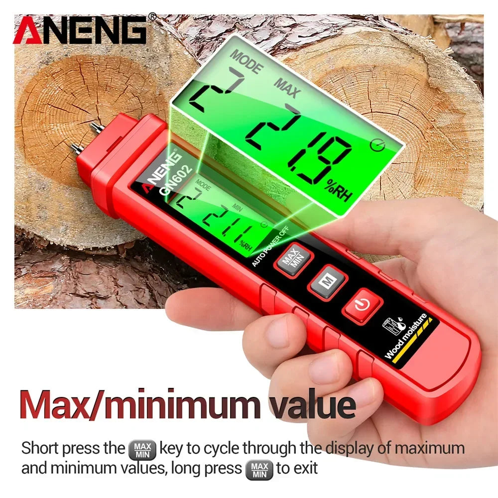 Portable Wood Moisture Meter ANENG GN602 wood moisture meter 0~58% Intelligent Moisture TesterMax/Mini Value Building Material - Image 3