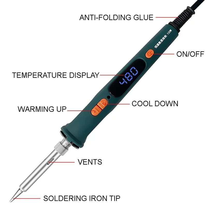 Electric Soldering Iron 220V 120W Soldering Iron Repair Soldering Tool Set LED Digital Display Adjustable Temperature 200-600℃ - Image 4