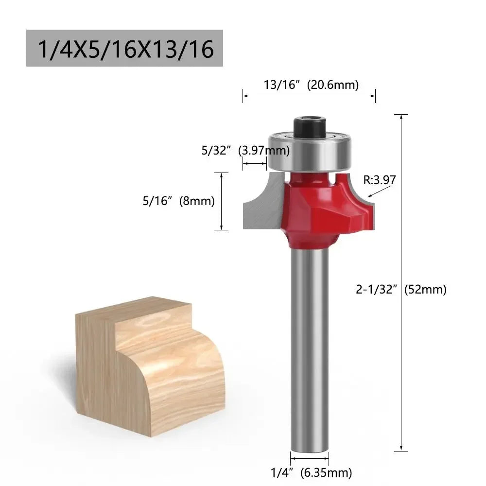 6.35mm Shank Corner Rounding End Mill Wood Carving Slotting Cutter with Bearing High Efficiency Woodworking Milling Cutter - Image 8