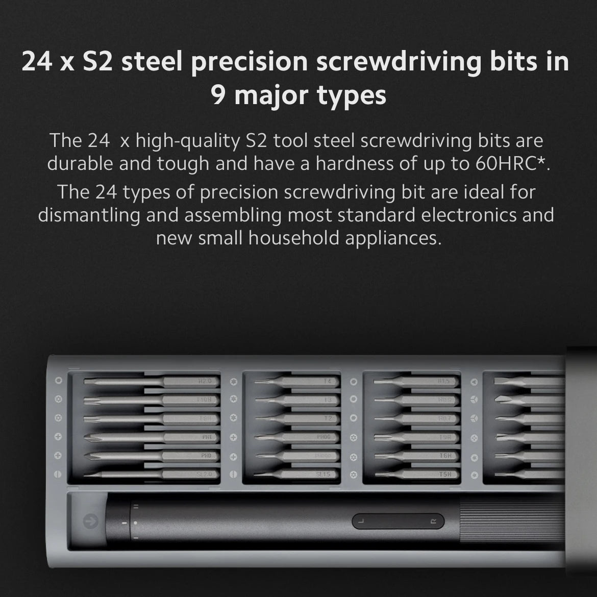 Electric Precision Screwdriver Kit 2 Gear Torque Control 400 Screw 1 Type-C Rechargeable Magnetic Aluminum Case MI - Image 4