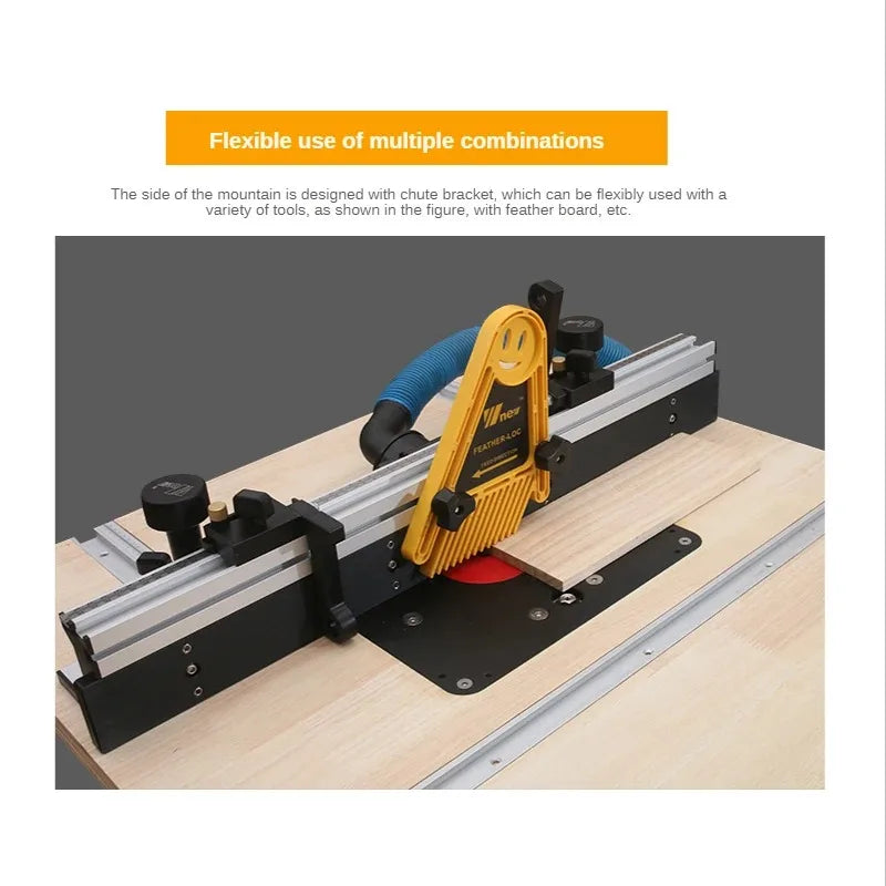 WNew 700mm Router Table Aluminum Fence System Inverted Trimming Machine Accessories with 30cm T Track Sliding Brackets Bit Guard - Image 6