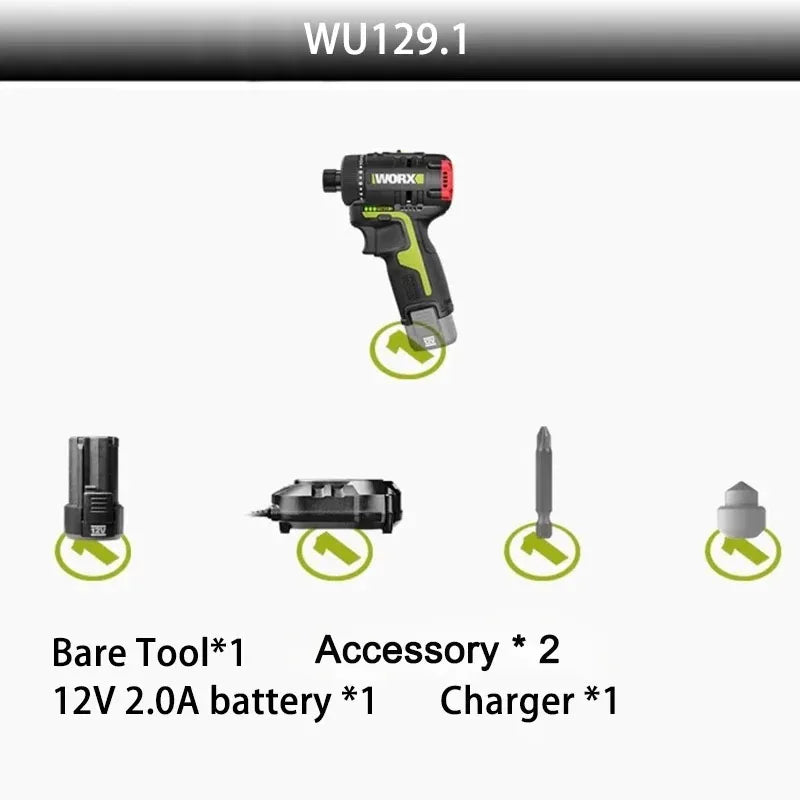 Worx WU129 Cordless Screwdriver Dual Speed 40Nm 12V 1800rpm Brushless Motor Adjustable Torque Wireless Drill Univeral Battery - Image 8