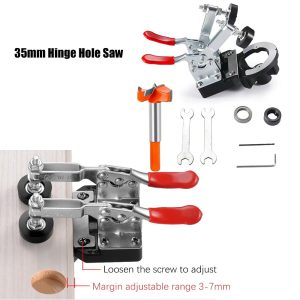35mm Hinge Boring Concealed Door Hinge Jig Aluminum Alloy Cabinet Hinge Jig Accurate Locking Dual Clamp Fixation Hinge Drill