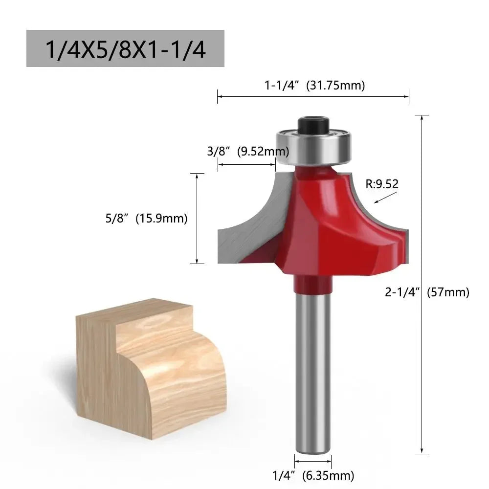 6.35mm Shank Corner Rounding End Mill Wood Carving Slotting Cutter with Bearing High Efficiency Woodworking Milling Cutter - Image 11