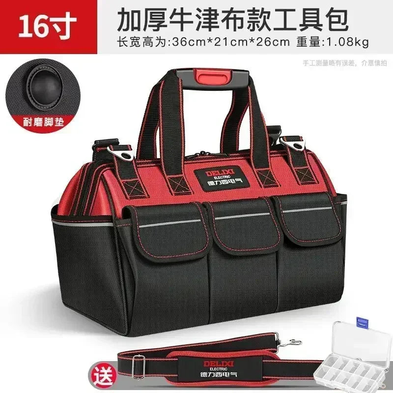 DELIXI Portable 1680D Oxford Tool Bag with Plastic Bottom Waterproof Durable Large Capacity Toolbag for Electrician Woodworker - Image 9