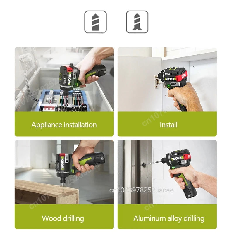 Worx WU139 Cordless Screwdriver Dual Speed 50Nm 12v 1800rpm 18+1 Brushless Motor Adjust Torque Univeral Green 12V Battery Pack - Image 5