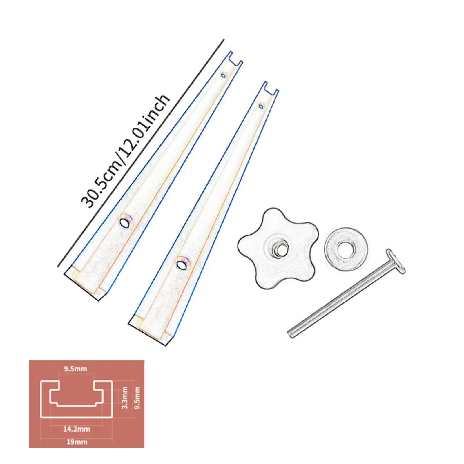 Miter Track Jig Kit for T-Track Systems, 30.5cm Length, Table Saws and Mills - Image 6